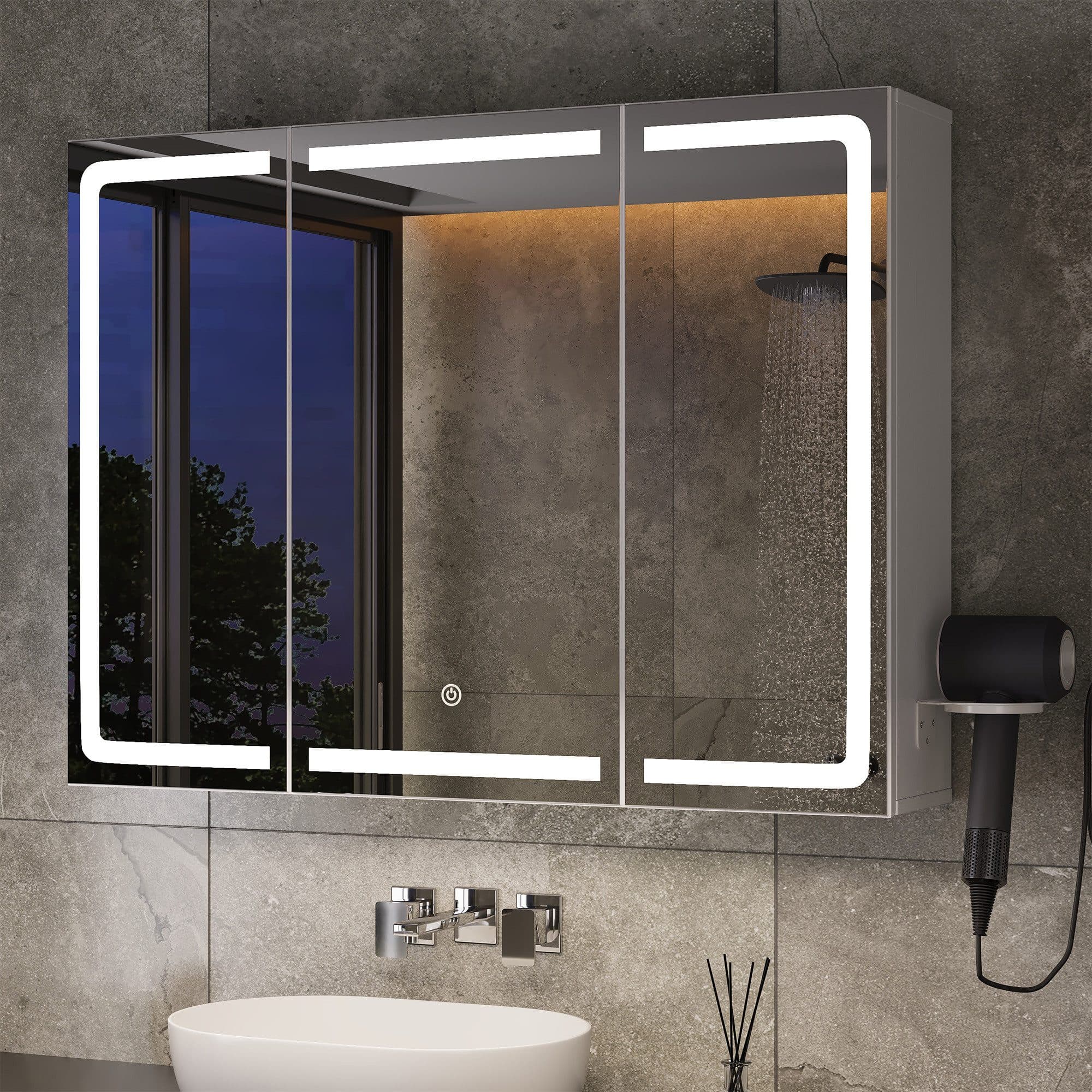 Bealife Badezimmerschrank mit LED-Beleuchtung und Haartrockner-Halter - Bild 2