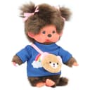 Monchhichi Plüschfigur Kawai Mädchen im Kleid mit Bärentasche 20 cm Bild 2