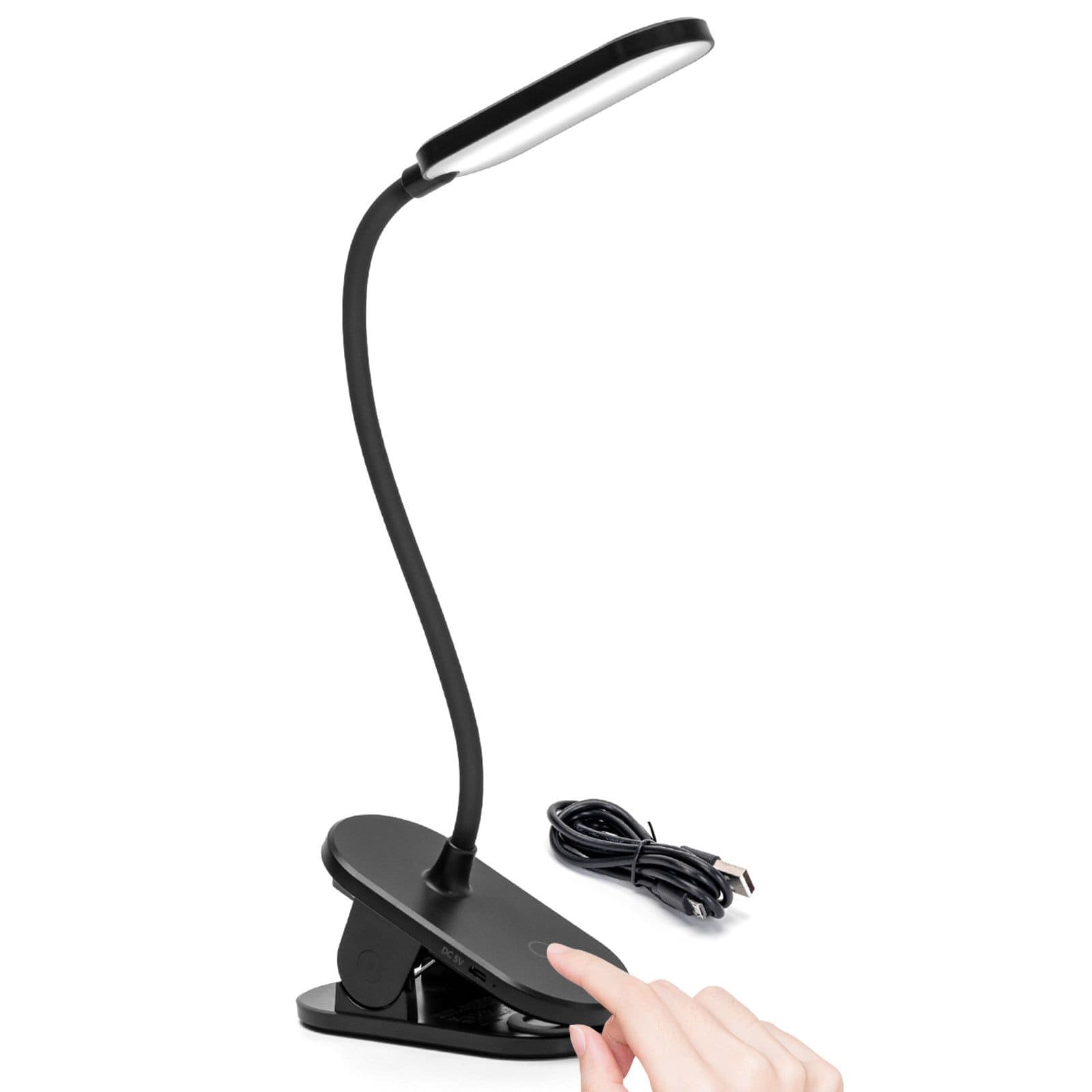 Aigostar LED Klemmtischleuchte Schwarz Wiederaufladbar USB