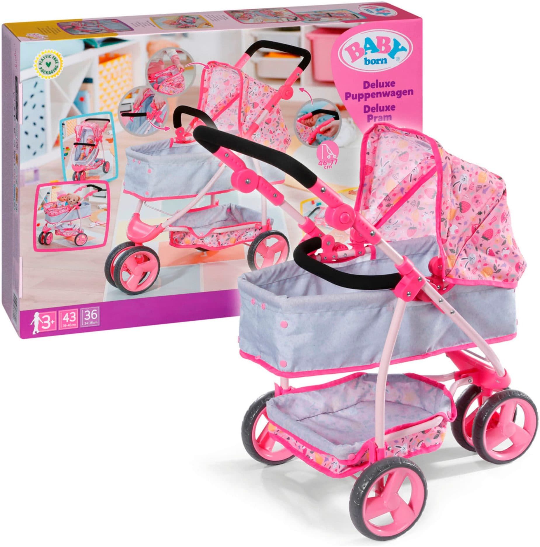Baby Born Kombi-Puppenwagen Deluxe 2-in-1 Jogger Kinderwagen - Bild 2