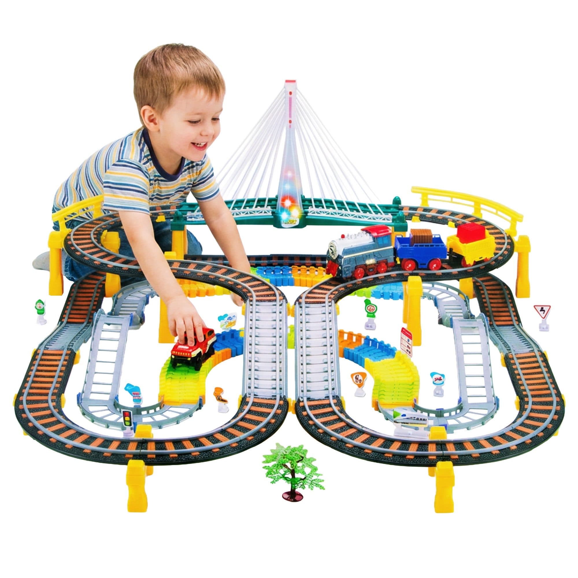 kinderplay Spielzeug-Zug Elektrische Eisenbahn mit Rennbahn – 2-in-1 Set - Bild 2