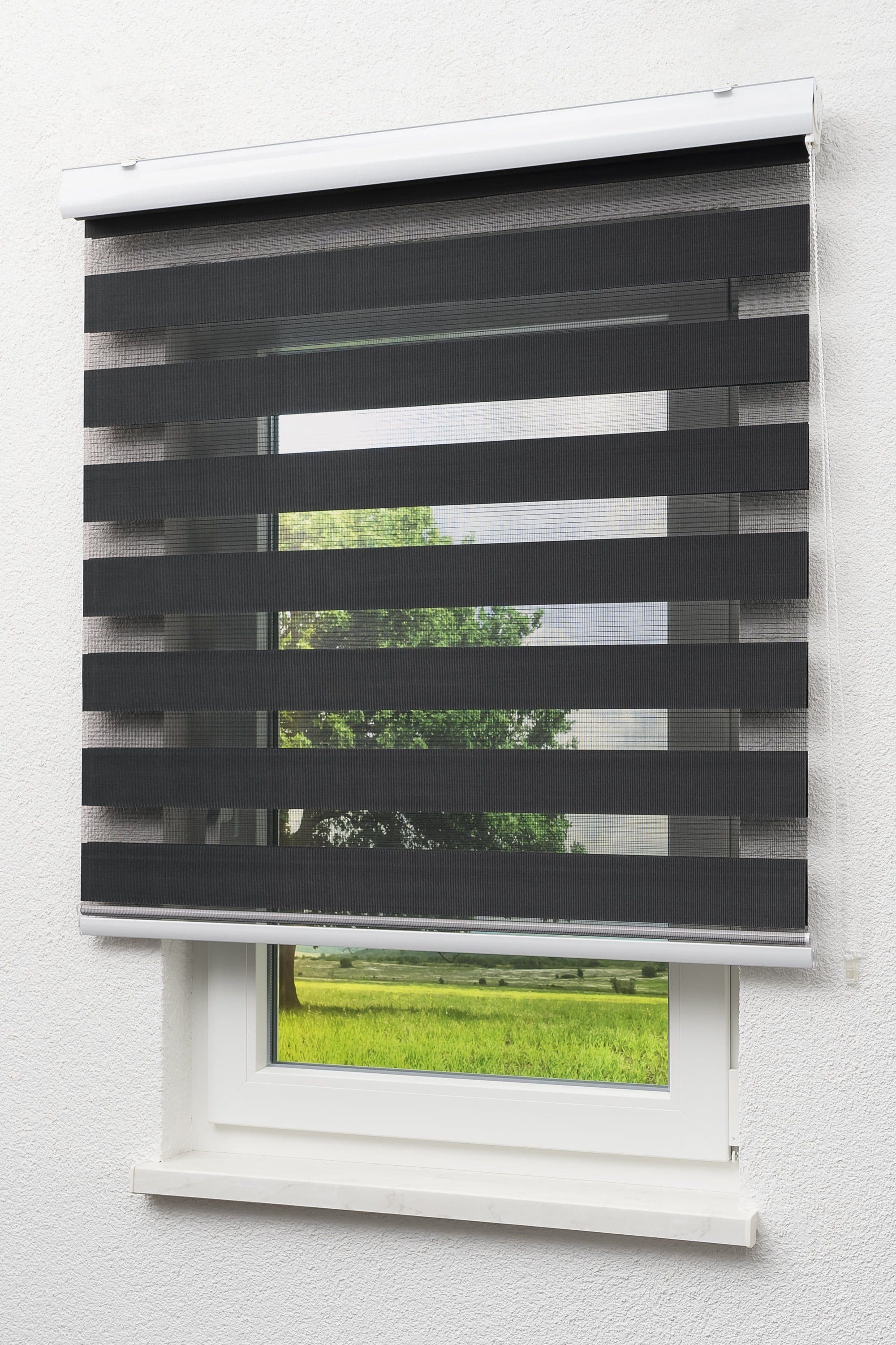 LYSEL® Doppelrollo mit Blende Schwarz blickdicht - Bild 2