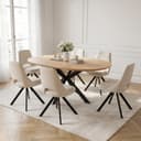 Jiexi Esstisch-Set mit 4 oder 6 Stühlen Ausziehbar Holzoptik Bild 2
