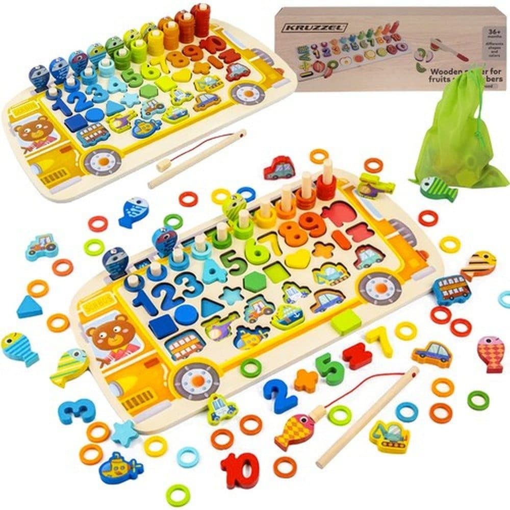 KRUZZEL Steckpuzzle Holzpuzzle 6-in-1 Sortierer Bunt 94 Teile - Bild 2
