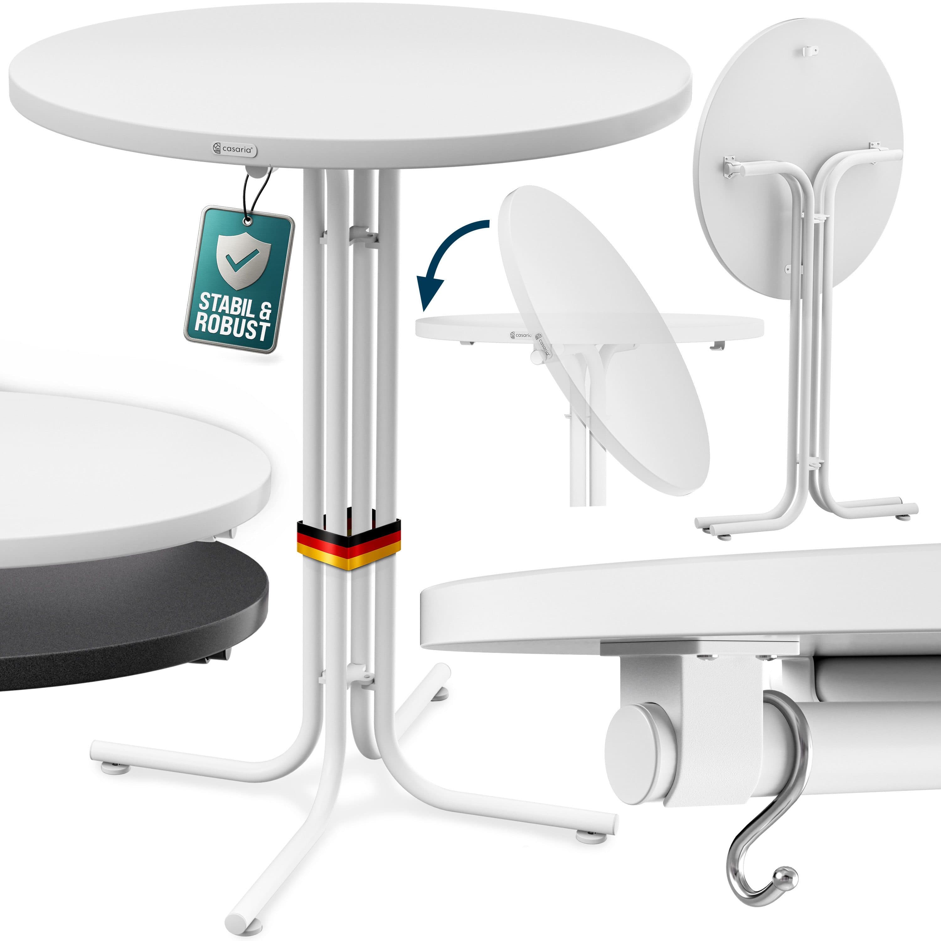 Casaria Stehtisch Weiß Klappbar Rund Garten Metall Hochtisch - Bild 2