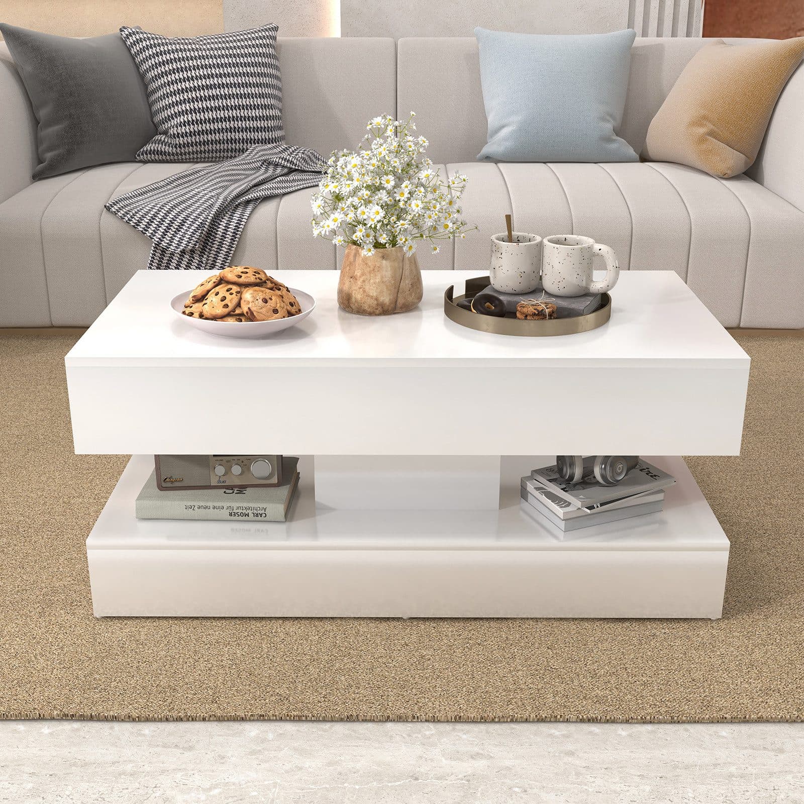 Moderner Couchtisch aus MDF-Platte in Weiß - Bild 2