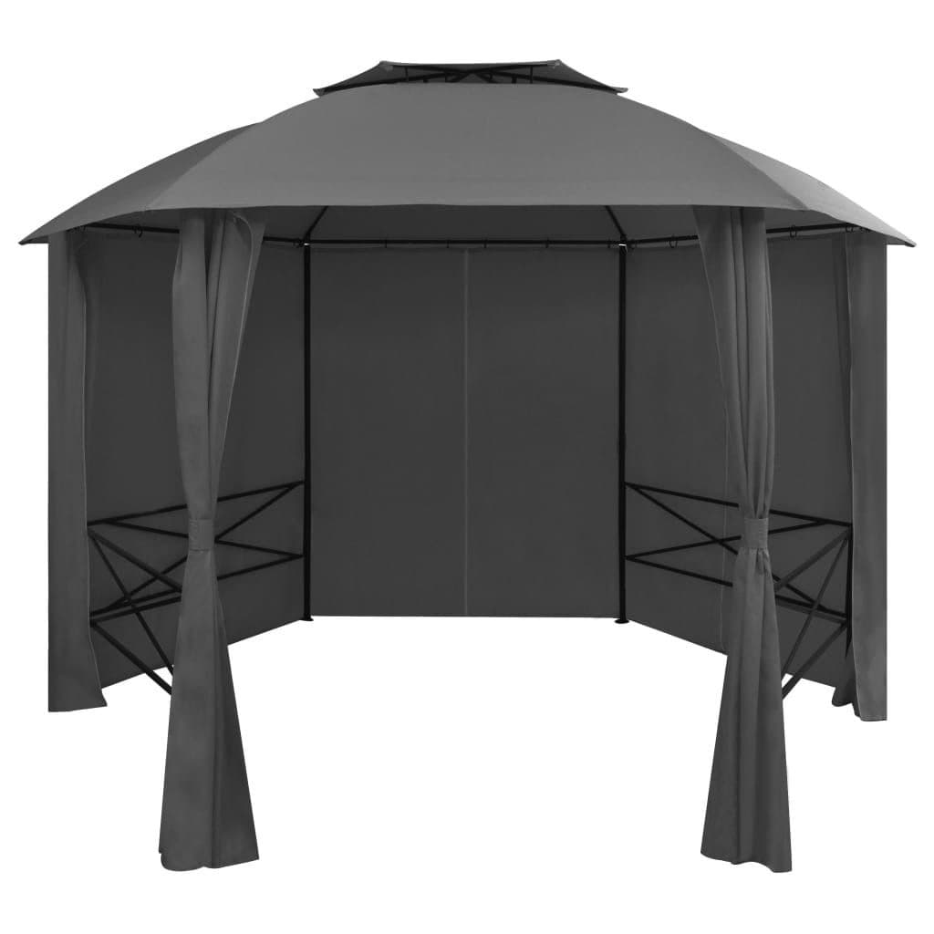 vidaXL Gartenpavillon Sechseckig mit Vorhängen Anthrazit - Bild 2
