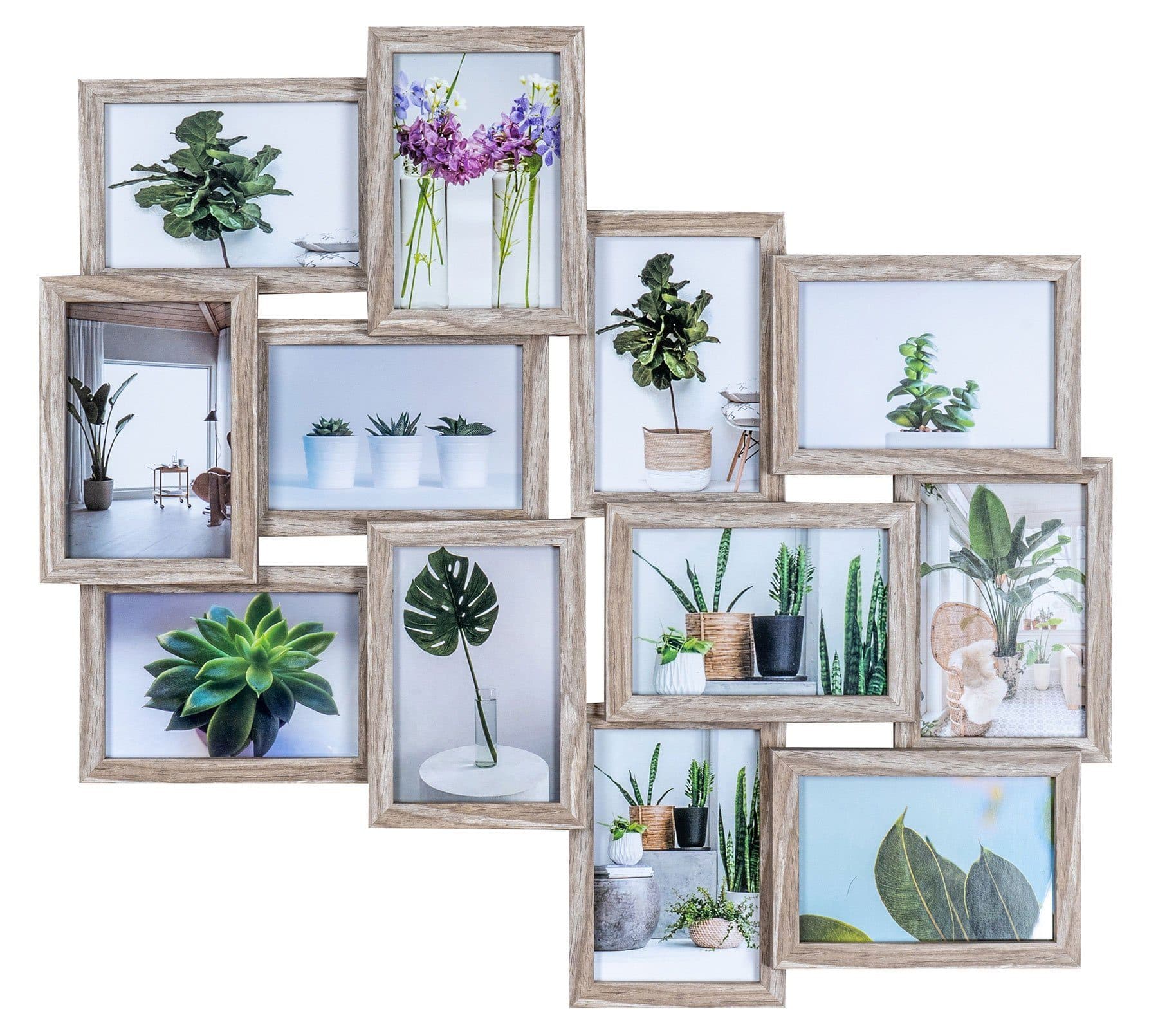 Levandeo® Bilderrahmen Collage 12 Fotos Eiche Gekälkt MDF Holz - Bild 2