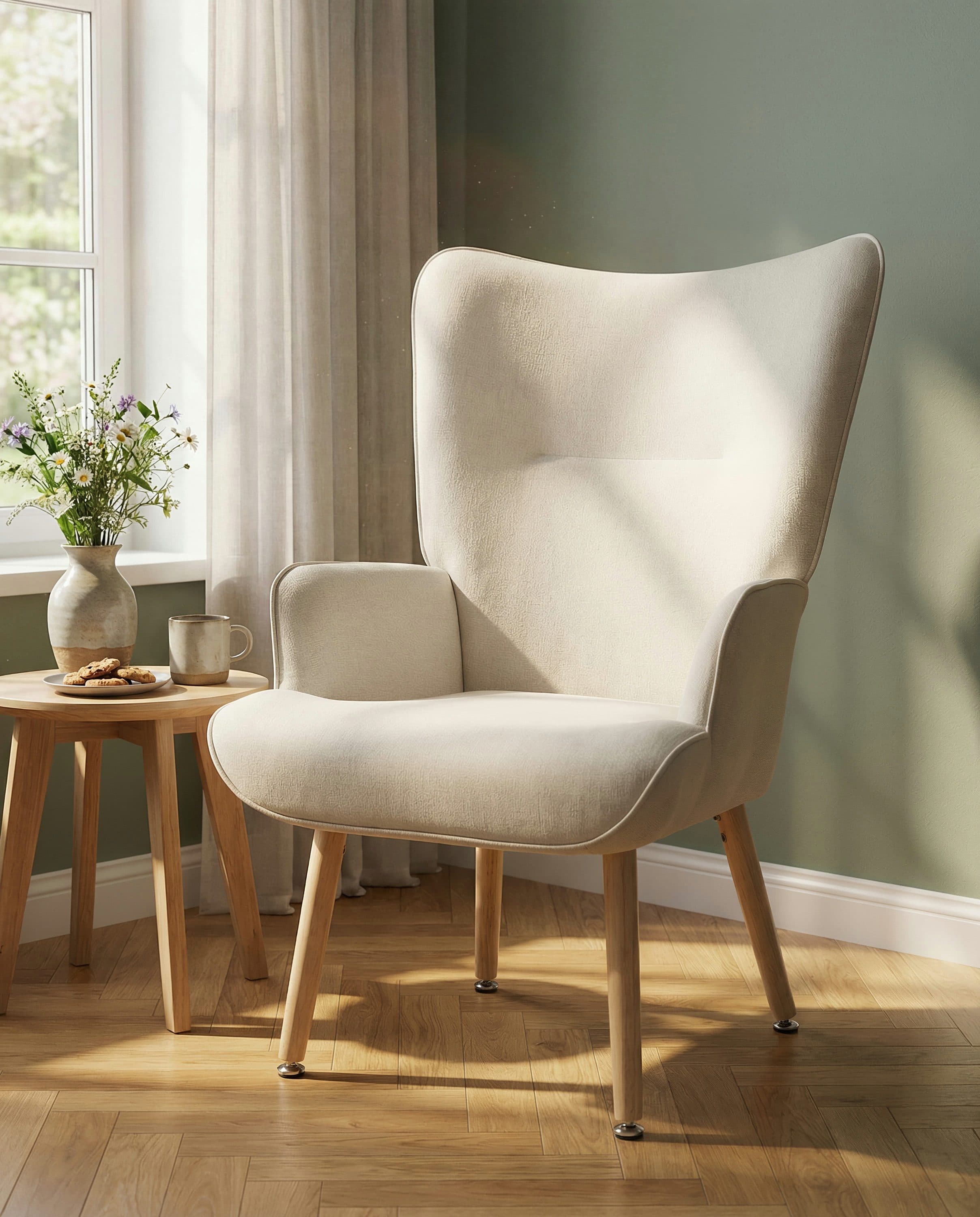 INOSIGN Relaxsessel KEADY Hochlehnsessel mit Echtholzgestell Creme - Bild 2