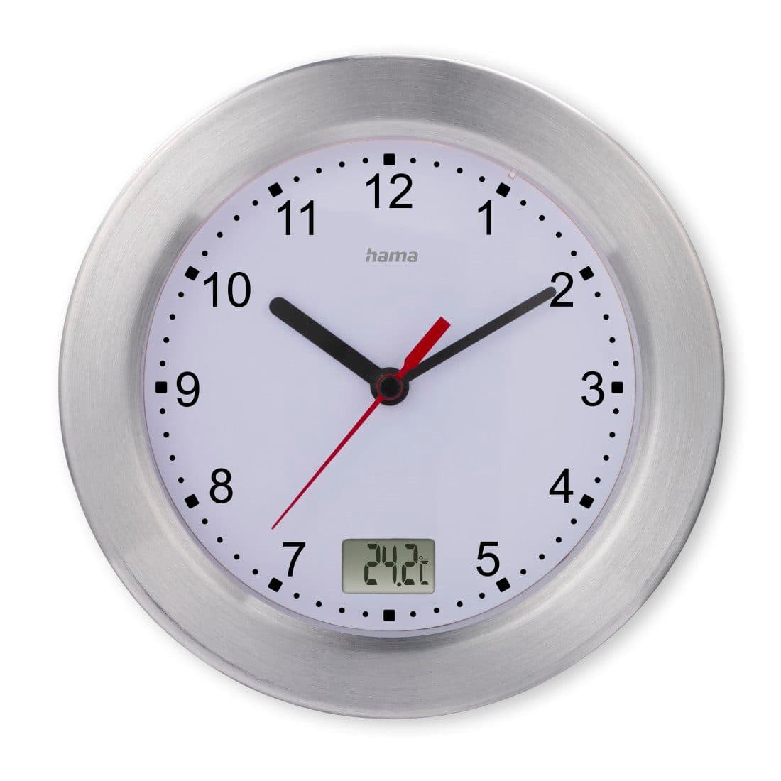 Hama Wanduhr Mauritius Silber mit Thermometer und Saugnäpfen - Bild 2