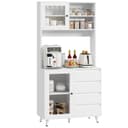 Homfa Küchenbuffet Küchenschrank Hochschrank mit Arbeitsplatte und 4 Schubladen, Weiß 80x40x180 cm Bild 2