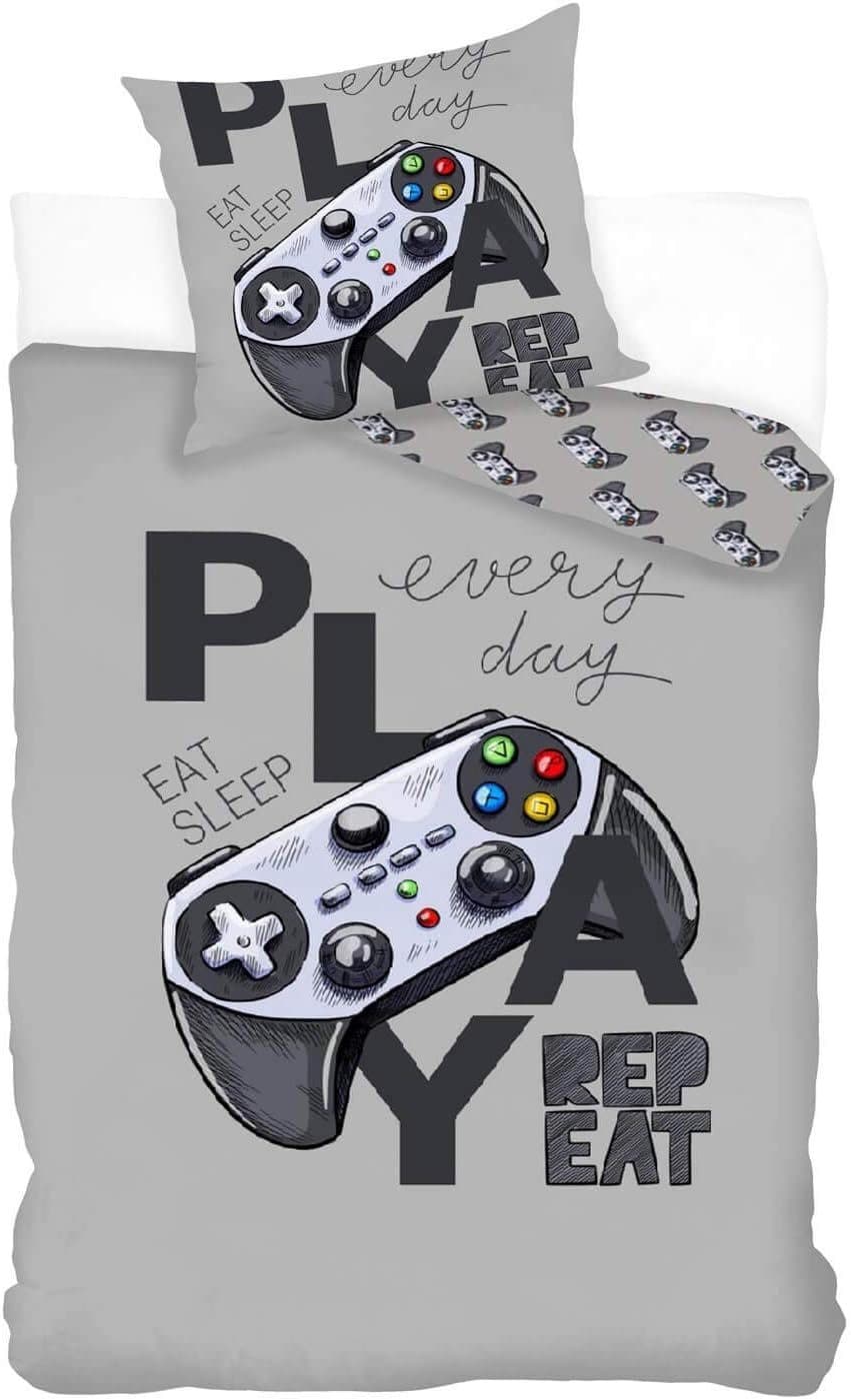 KK Shopping Gamer Bettwäsche Set 2-tlg. Grau Baumwolle - Bild 2