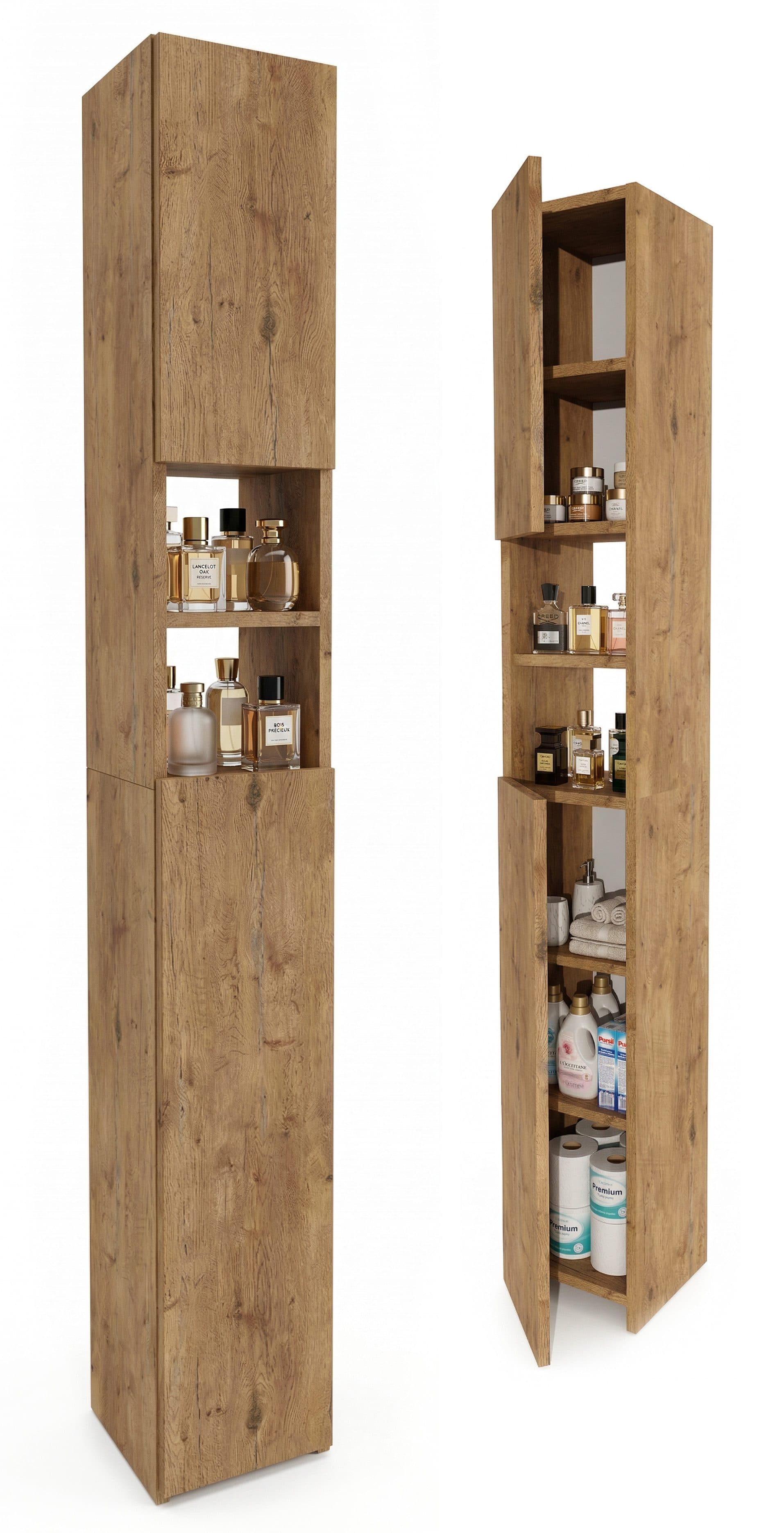 TREND WERK Badschrank Hochschrank schmal Holzoptik - Bild 2