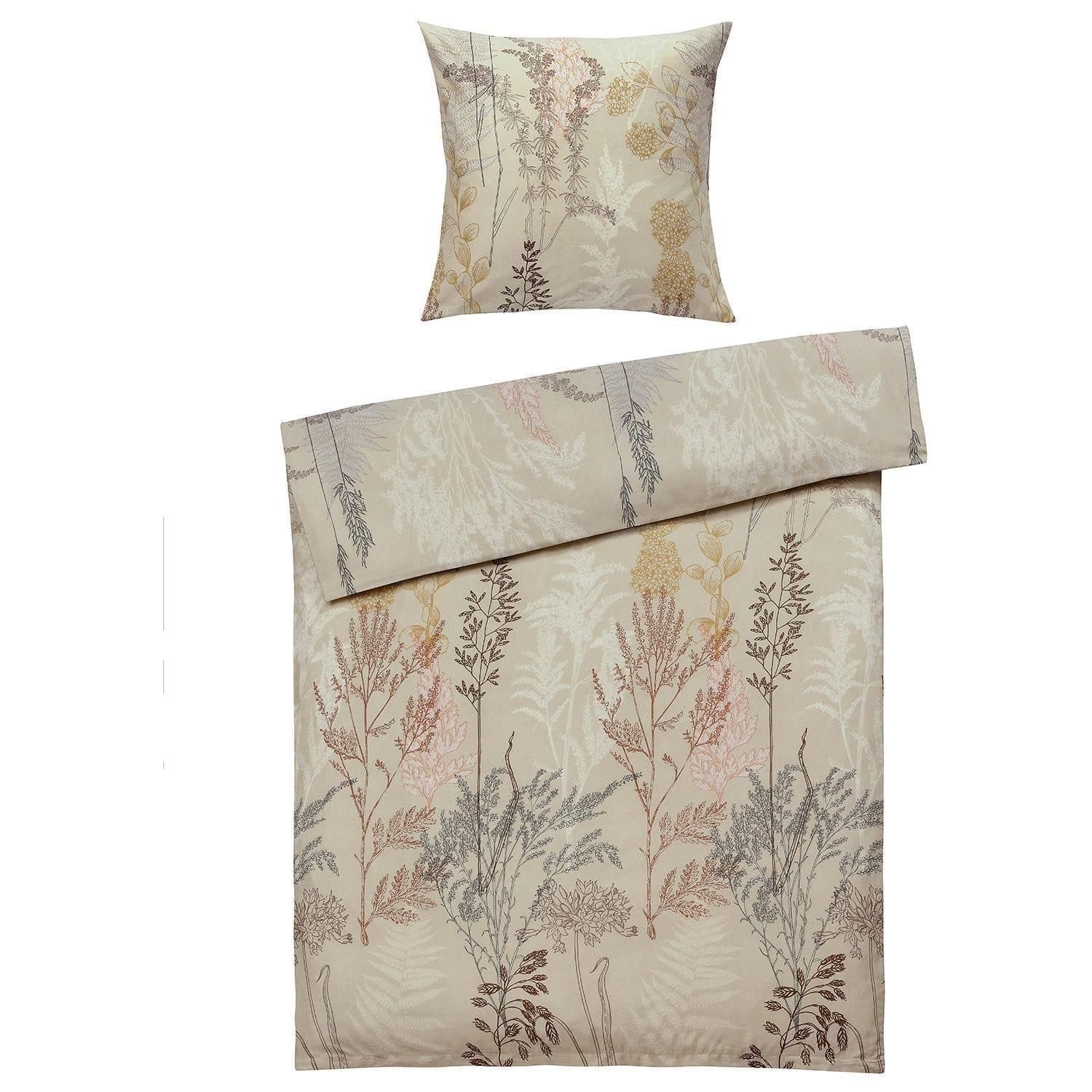 casa NOVA Bettwäsche CAROL Satin Beige Braun Gelb Floral - Bild 2