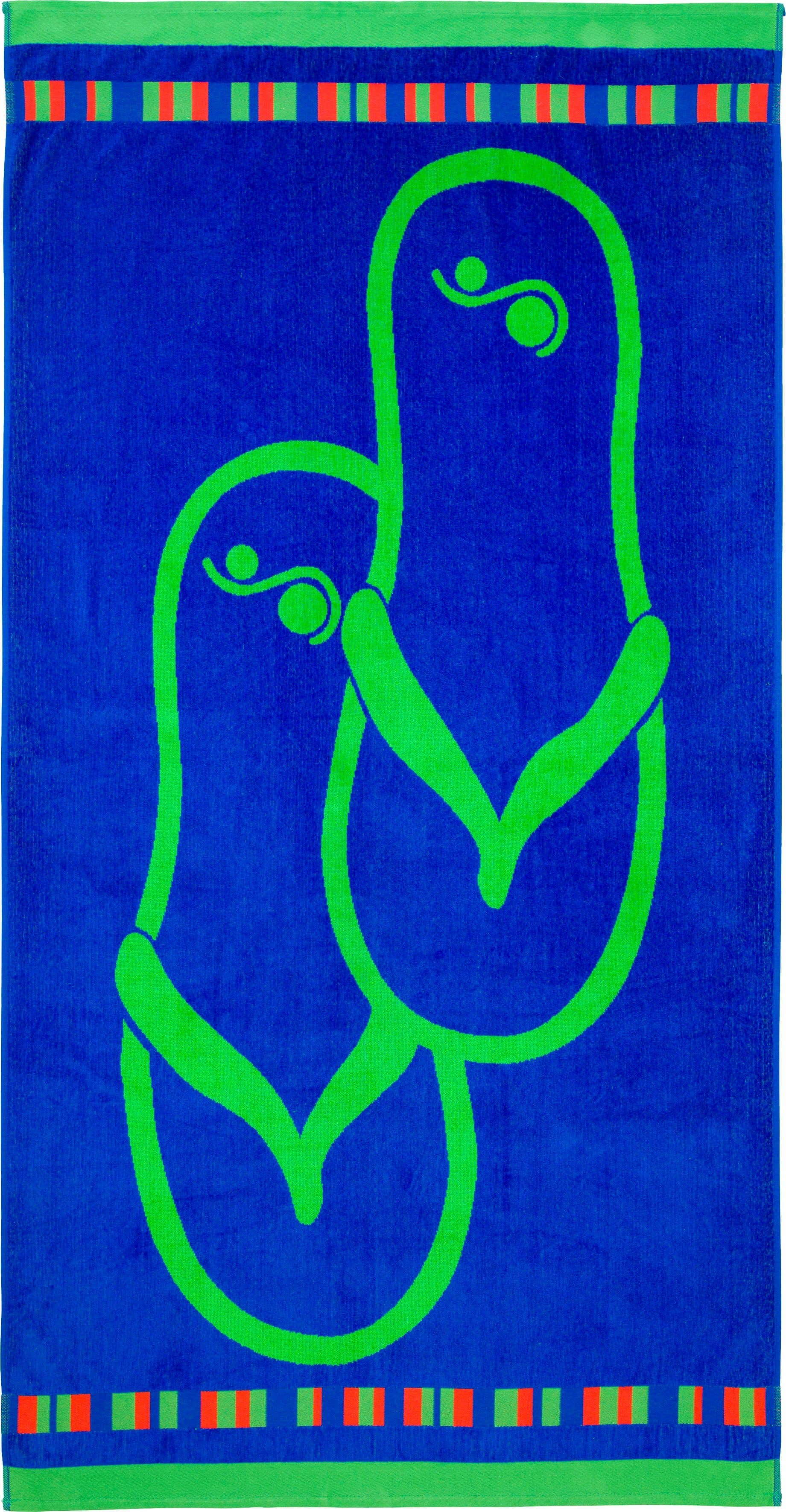 GÖZZE Strandtuch FlipFlop Grün-Blau Jacquard-Velours 100% Baumwolle - Bild 2