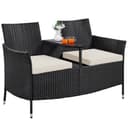 Yaheetech Balkonset 2-Sitzer Polyrattan Gartenbank, Gartenstuhl Gartensessel Zweisitzer-Stuhl Doppelsessel Tischfunktion Bild 2
