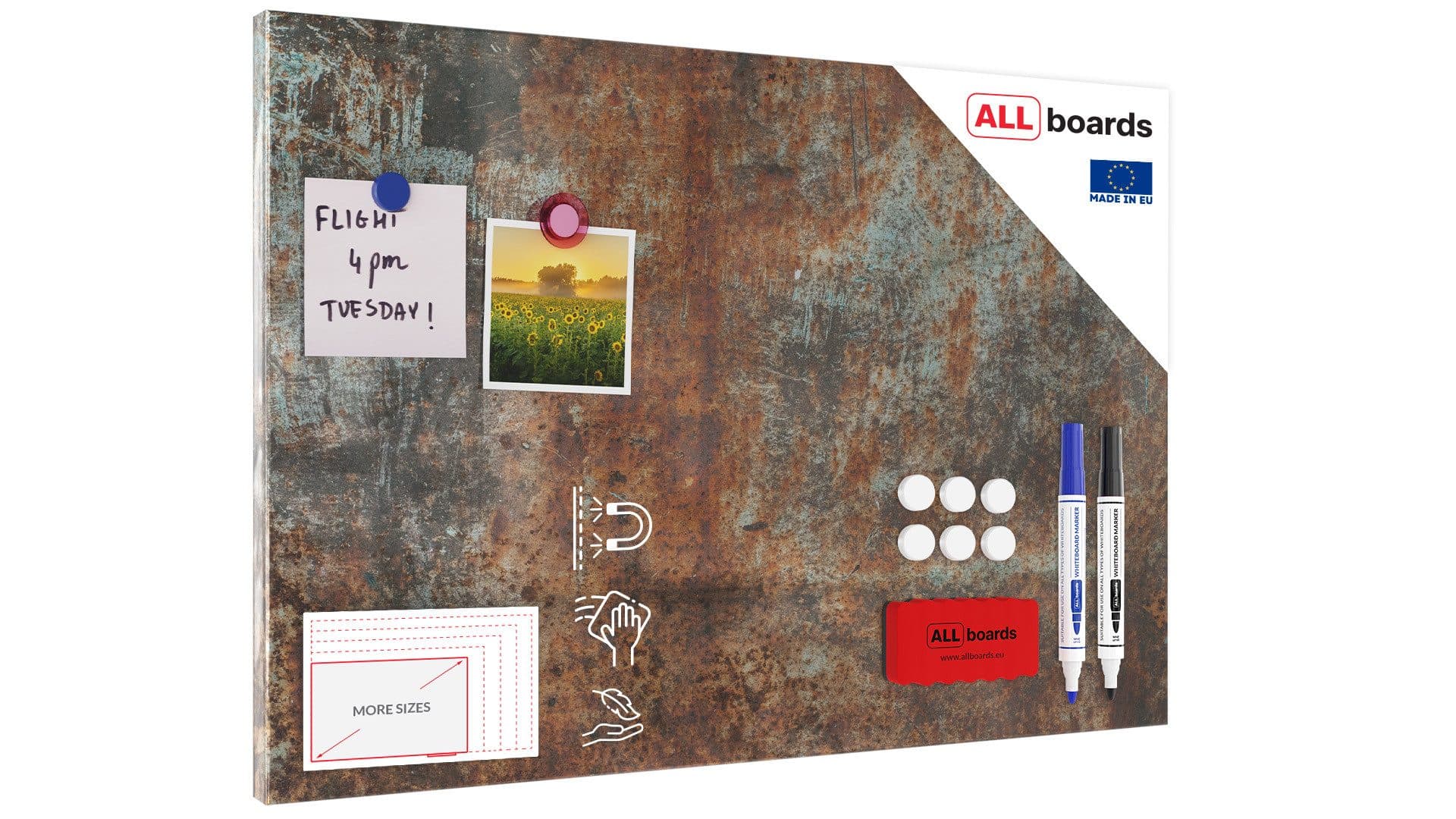 ALLboards Metallische Magnettafel Rostfarbe Magnetisch & Effaçbar - Bild 2