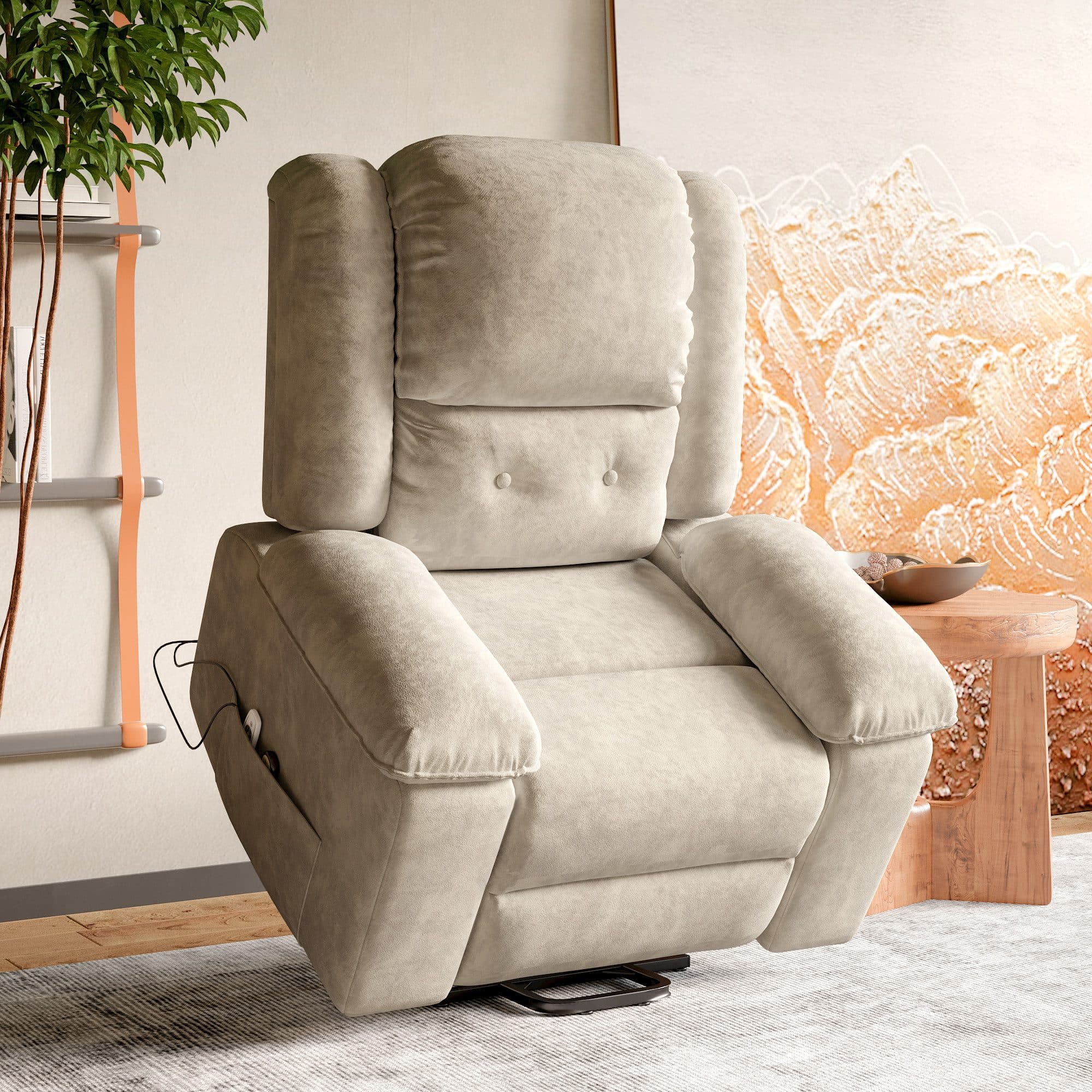 PXloue Massagesessel Braun Elektrisch mit Massage, Wärme & Aufstehhilfe - Bild 2