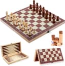 COFI 1453 3-in-1 Brettspiel Schach Dame Backgammon Massivholz Bild 2