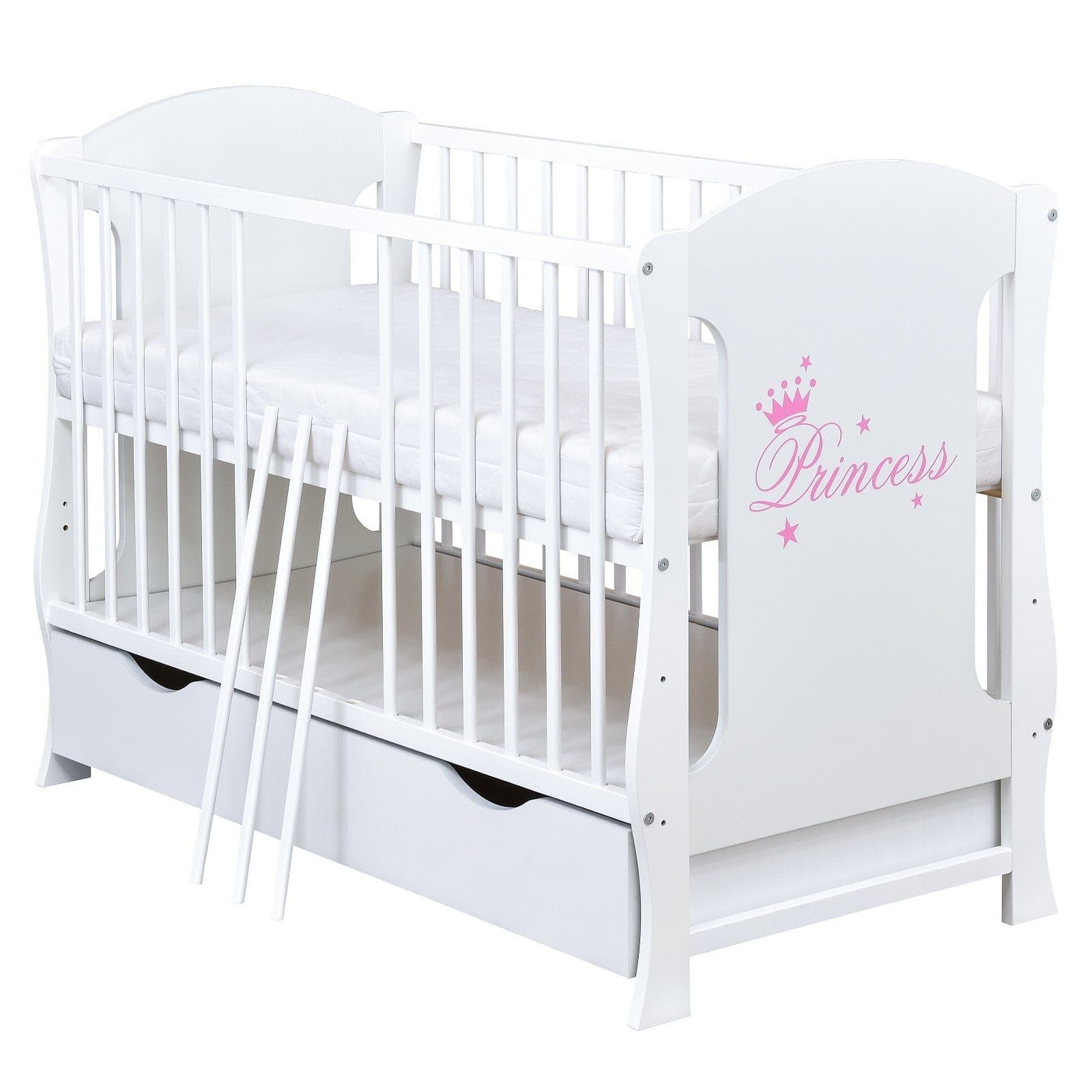 Baby-Delux Babybett Lia Princess Weiß mit Schublade und Princess Motiv - Bild 2
