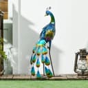 Outsunny Gartenfigur Pfau 59 cm Stahl Deko Bild 2