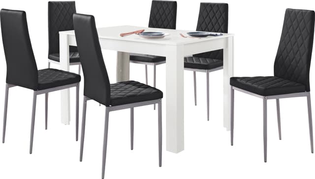 5-teilige Essgruppe mit Lederlookstühlen