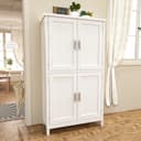 oyajia Mehrzweckschrank Küchenschrank Badezimmerschrank 4 Türen Weiß Bild 2