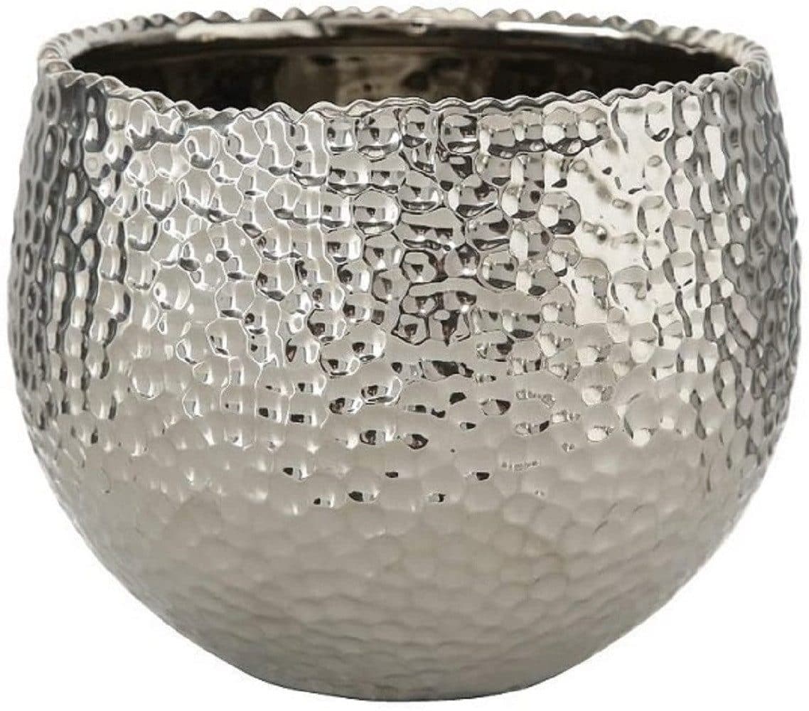 BOLTZE GRUPPE Übertopf Lajos Steingut Silber 14x17 cm