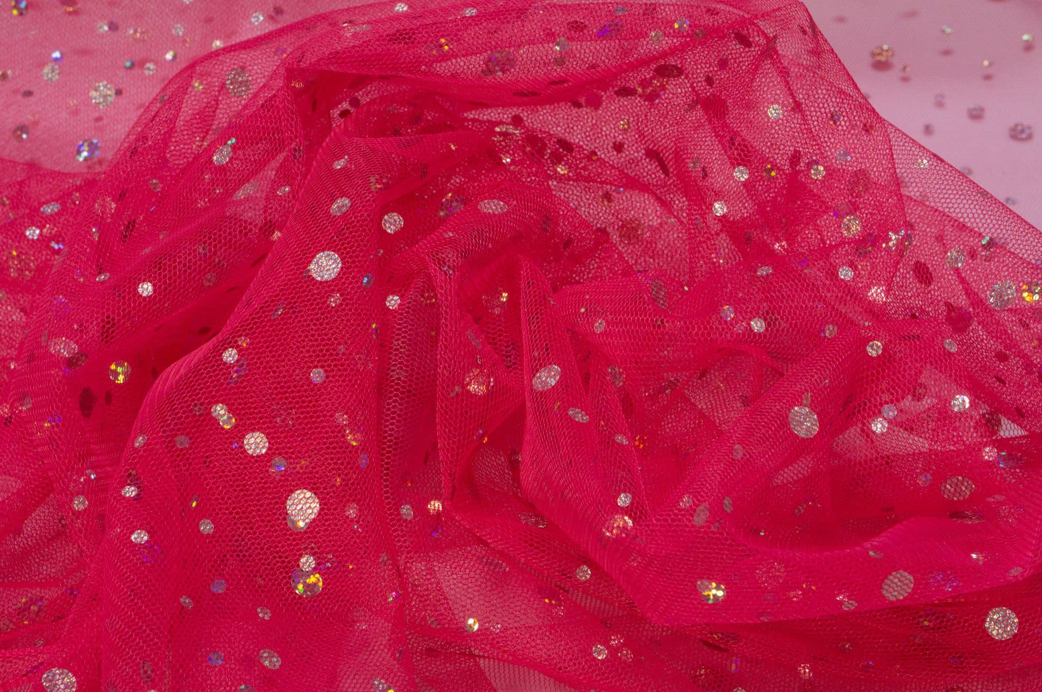 Jirex Trading Company Tüll Stoff Pailletten Rosa 155 cm breit - Bild 2