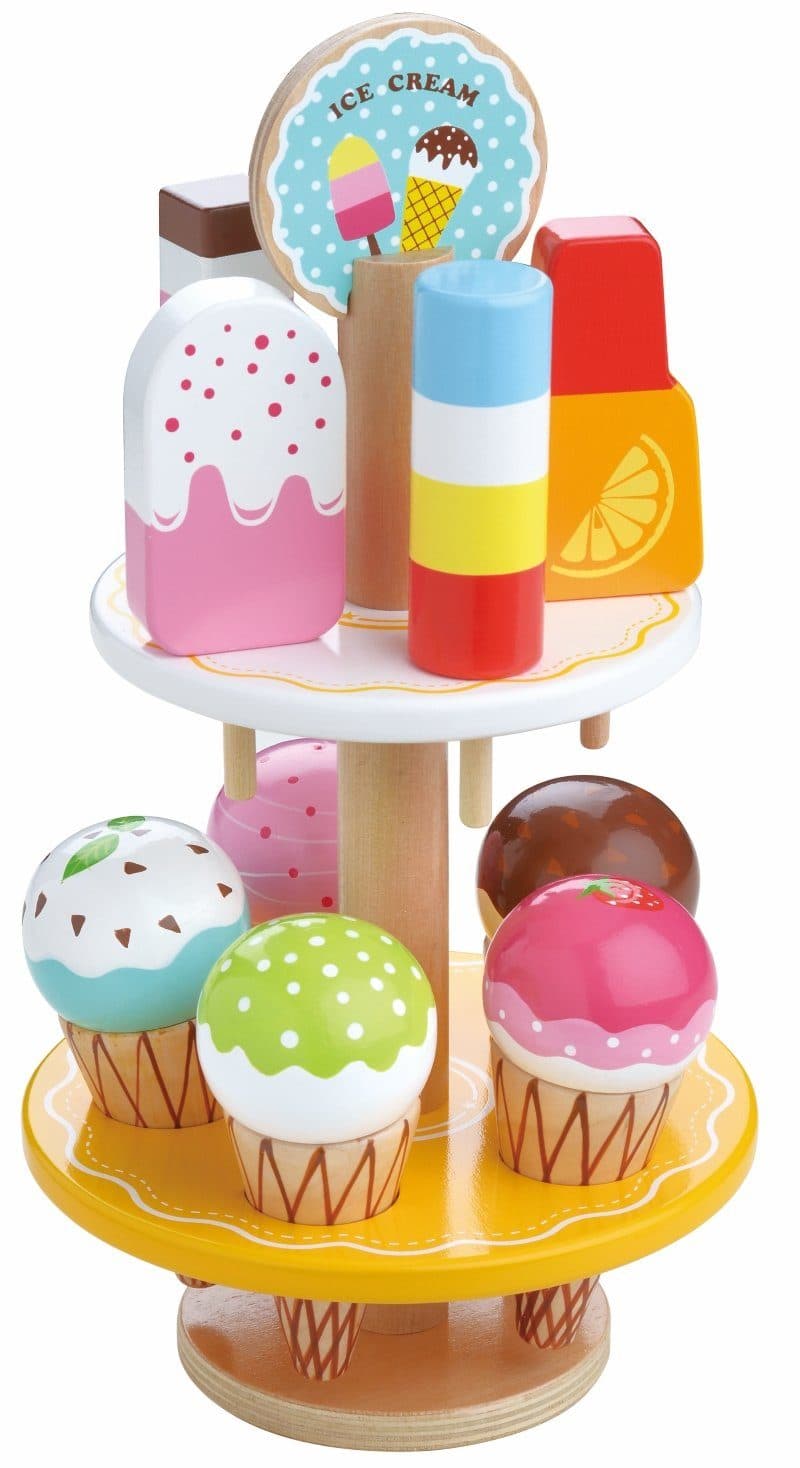 Lelin Lernspielzeug Holz Eiscremeset 11-tlg. Bunt mit Ständer - Bild 2