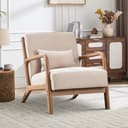 CANMOV Accent Sessel Beige mit Hocker & Lendenkissen Bild 2