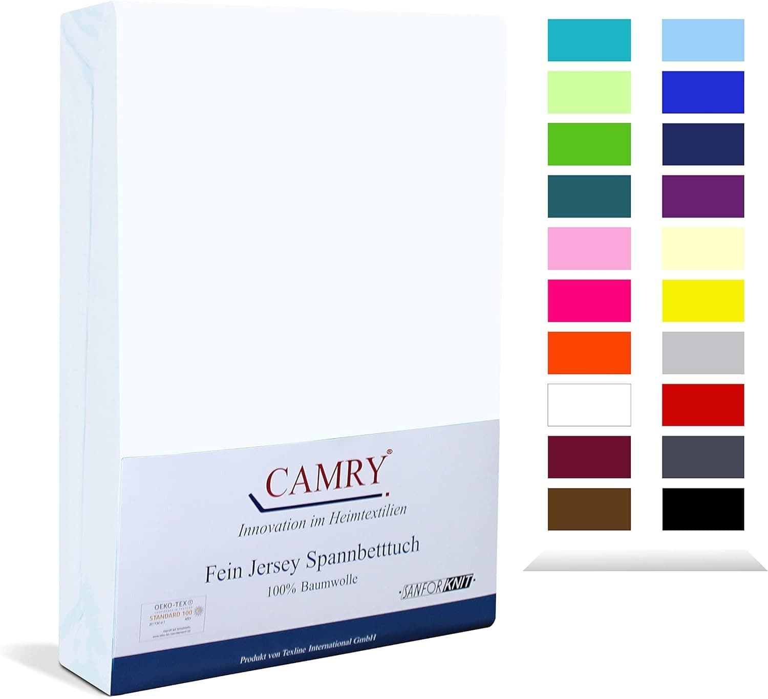 Camry Spannbettlaken CLASSIC Jersey Baumwolle Weiß Rundum Gummizug - Bild 2