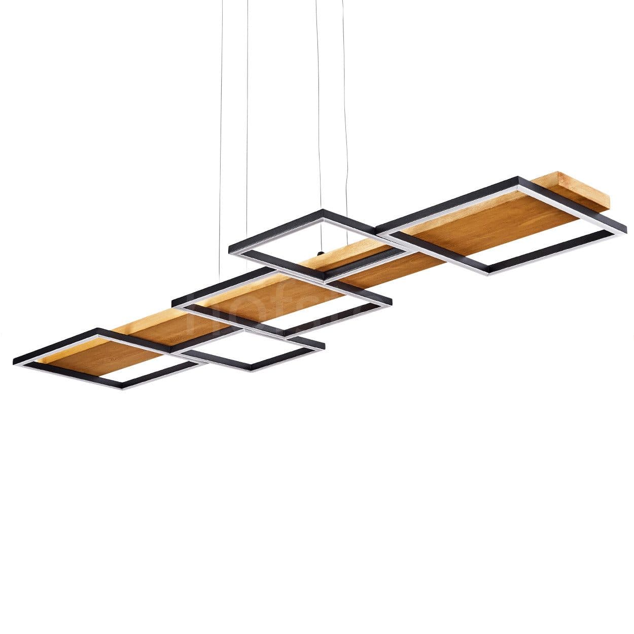 hofstein Pendelleuchte Palermo Dimmbar Holz Metall Schwarz LED - Bild 2
