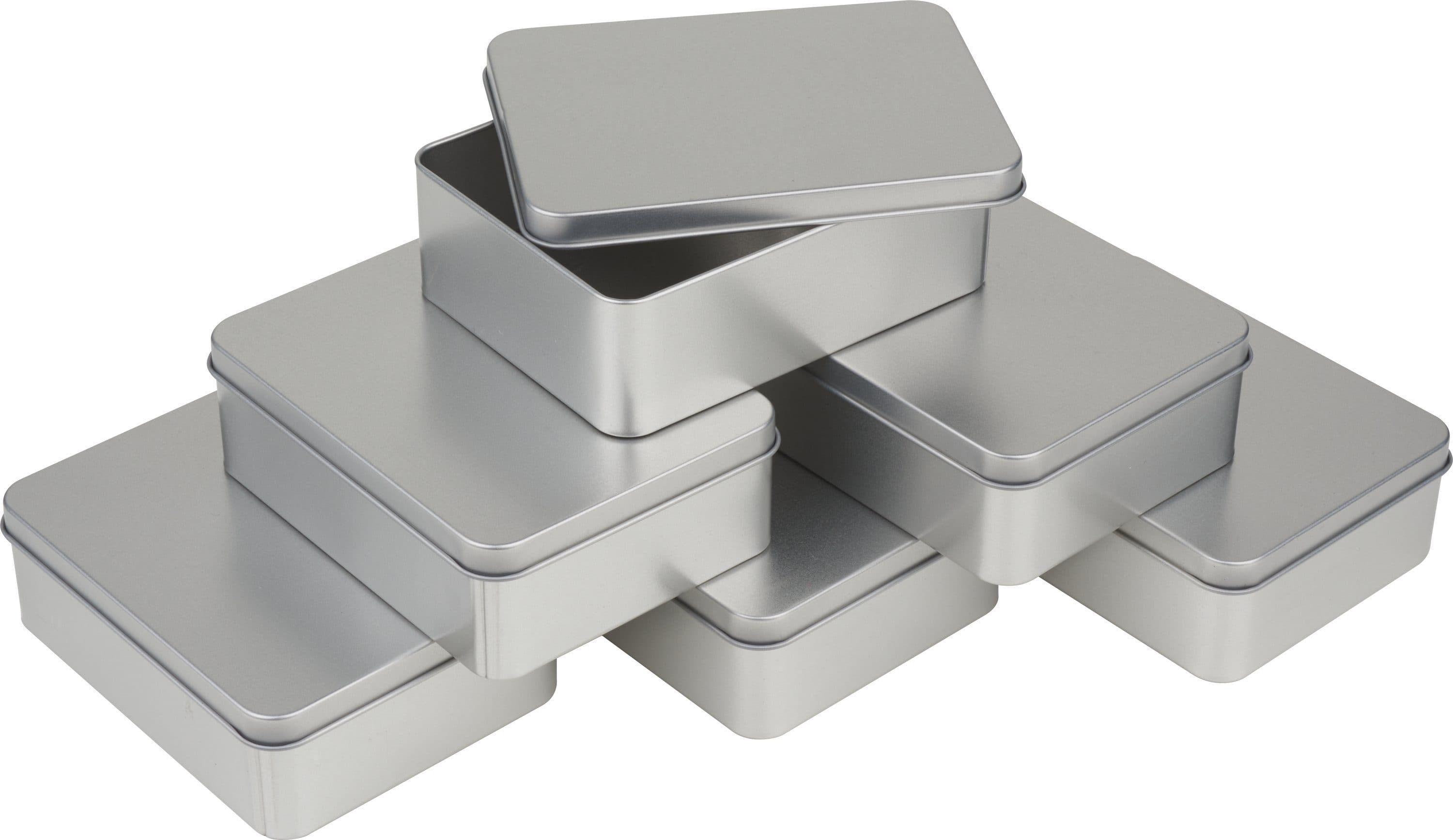 VBS Aufbewahrungsbox Metall Eckig 6er Set Silber