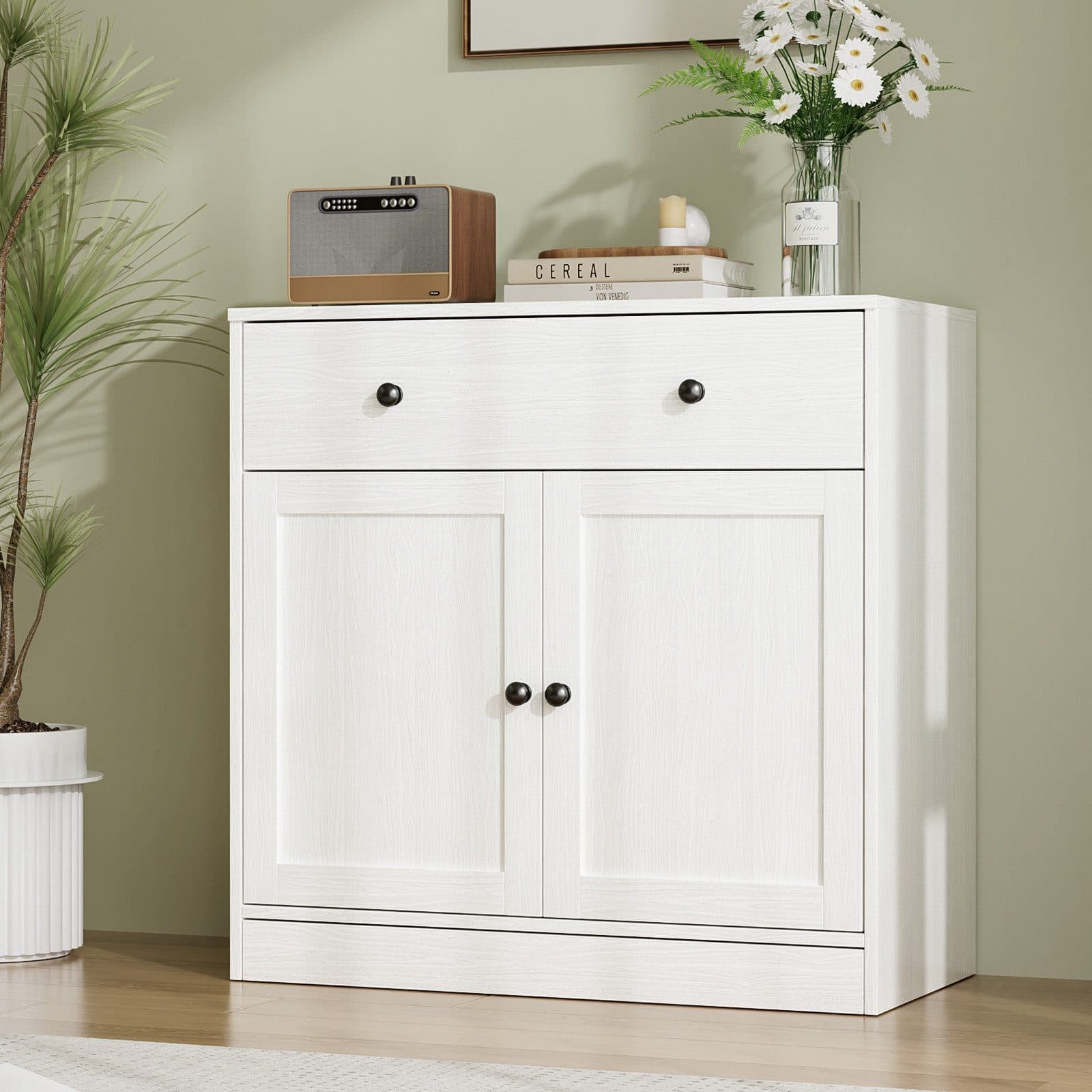 VOWNER Sideboard mit Schubladen & 2 Türen, Küchenschrank mit Arbeitsplatte - Bild 2