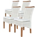 Amagohome Rattanstuhl Esszimmer Stühle Set Perth 4 Stück weiß Bild 2