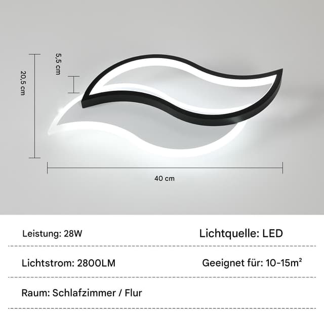 Goeco Acryl Deckenleuchte Blattlampe LED Kaltweiß