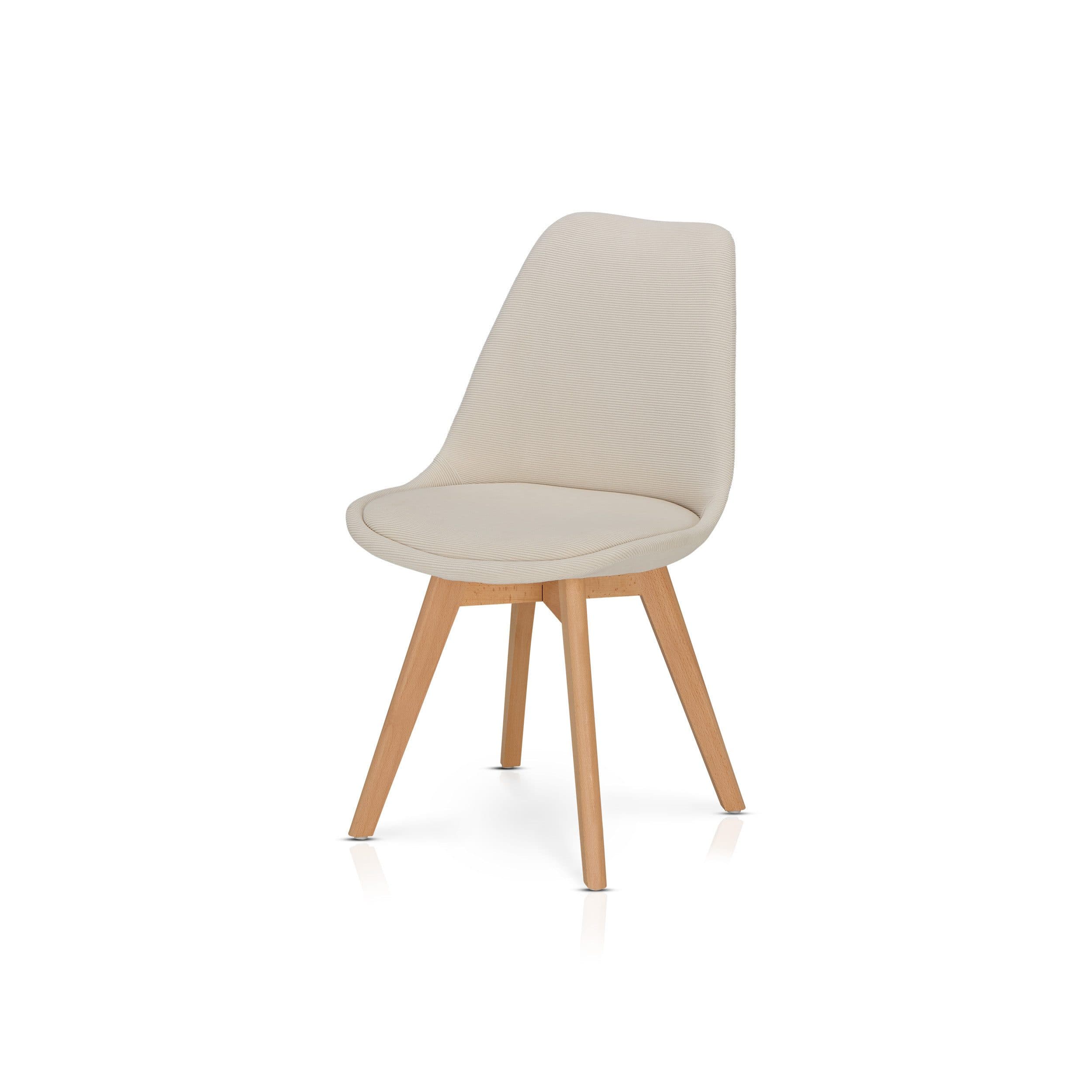 KHG Esszimmerstuhl Creme Skandi Look Massivholz Cord - Bild 2