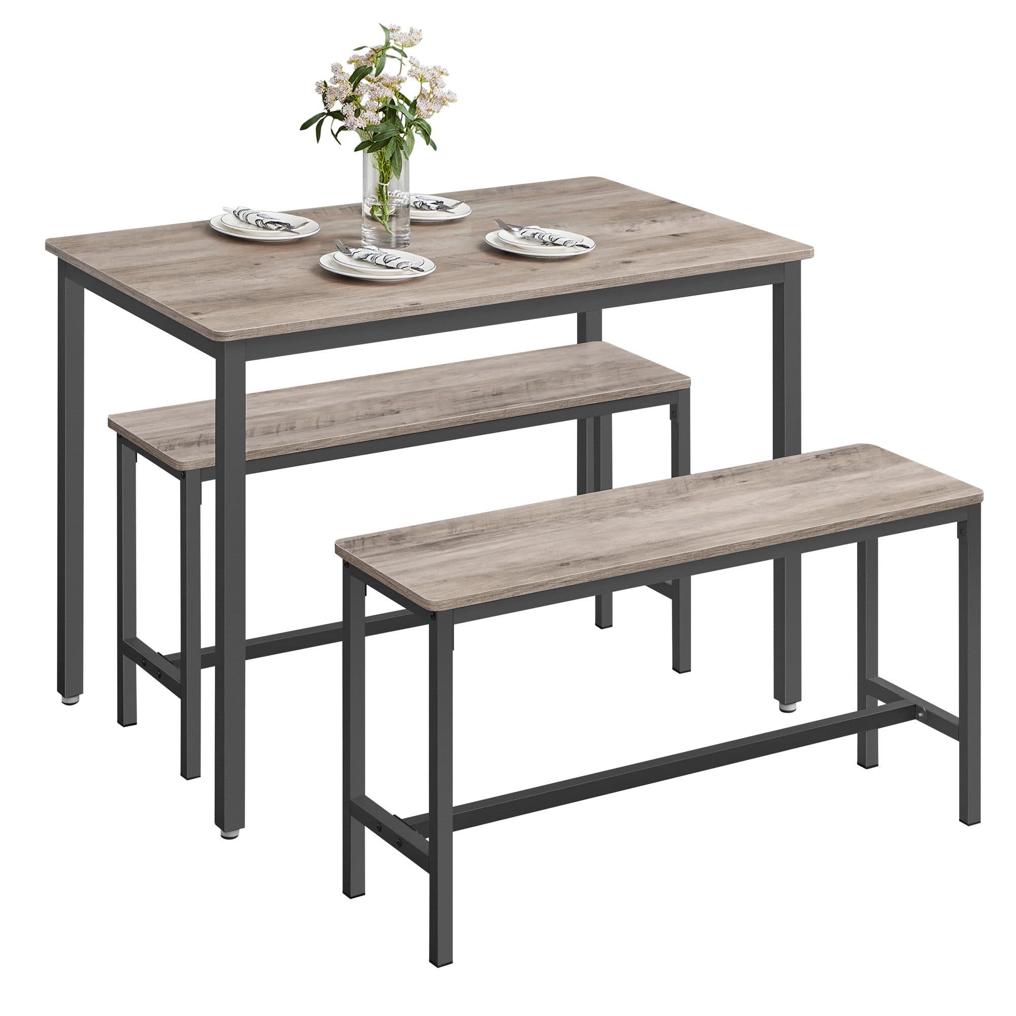 VASAGLE Essgruppe 3er-Set Küchentisch 70x110x77 cm 2 Bänke 30x97x50 cm - Bild 2