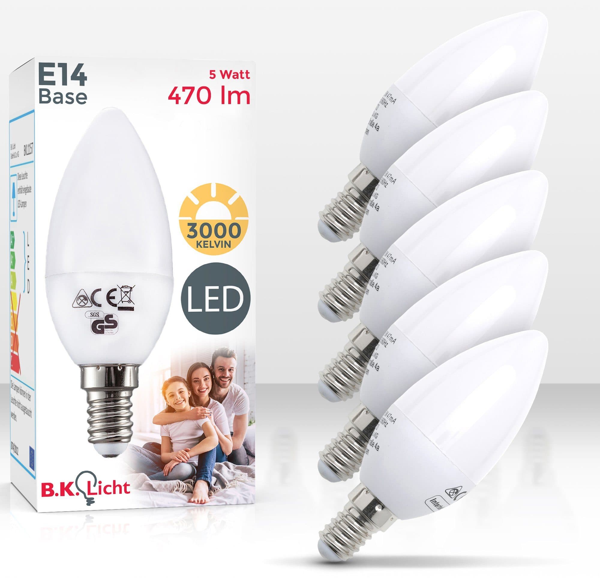 B.K.LICHT LED-Leuchtmittel E14 5W Warmweiß 5er Set - Bild 2