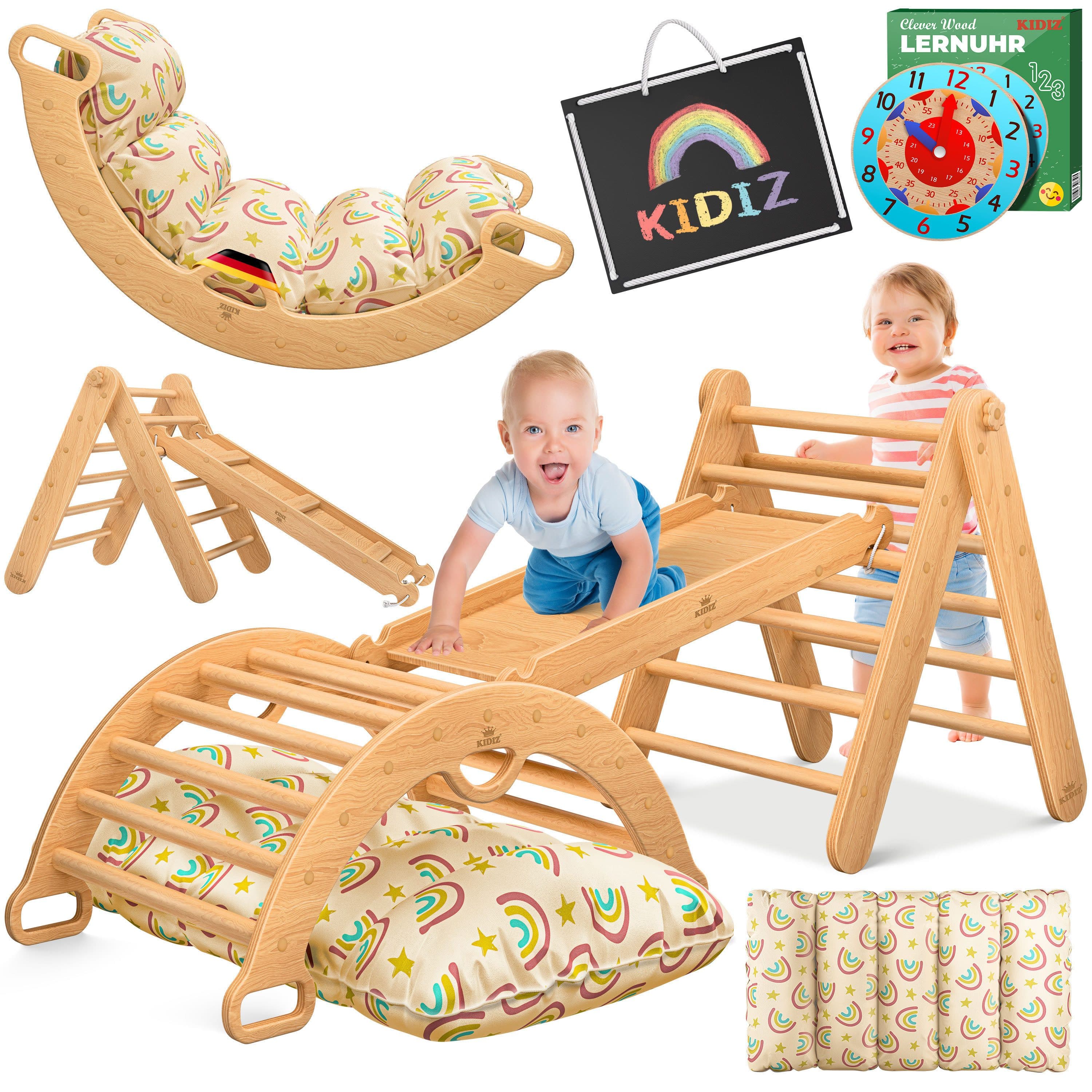 KIDIZ Klettergerüst 7in1 Spiel-Set aus Holz Braun - Bild 2
