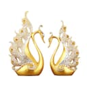 LIANNA Schwan Deko Statue Set 2 Stück Gelb/Gold Harz Bild 2