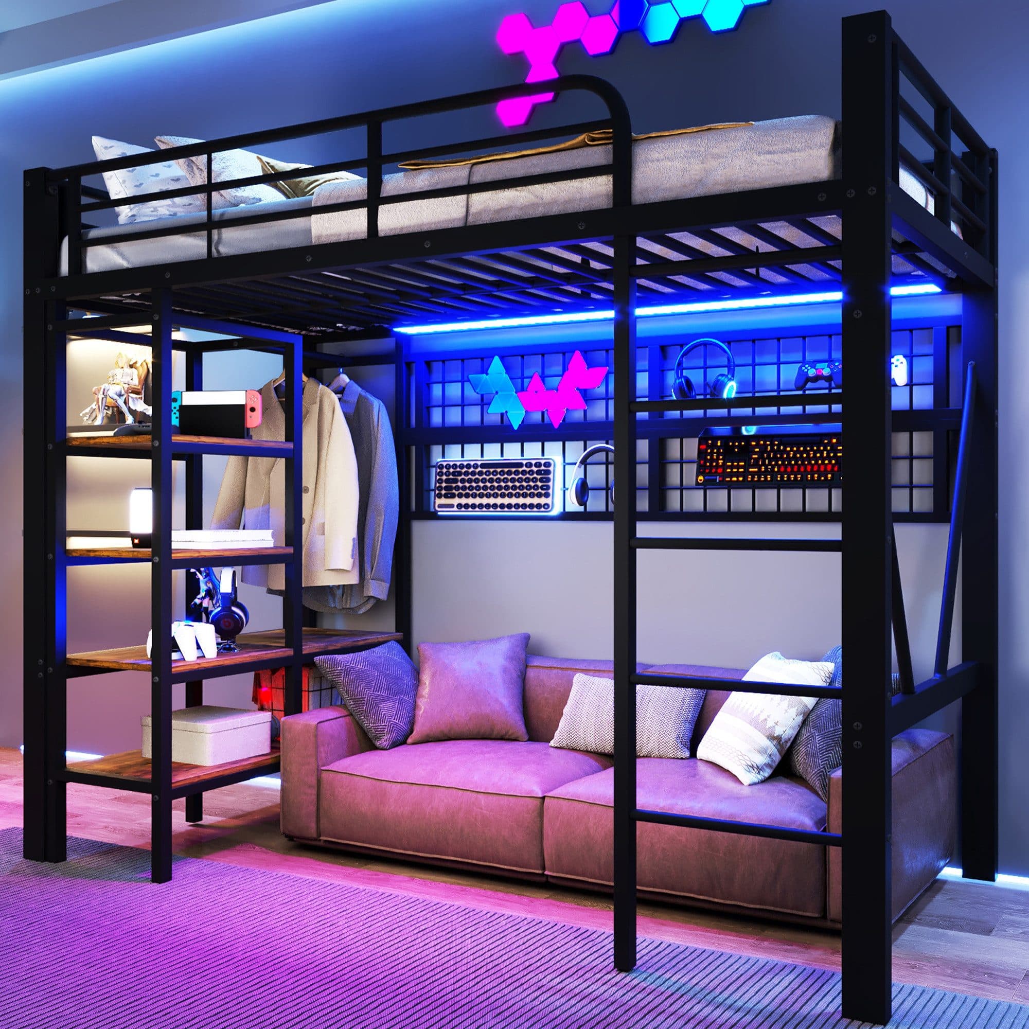 OKWISH Hochbett Jugendbett LED-Lichtleiste - Bild 2