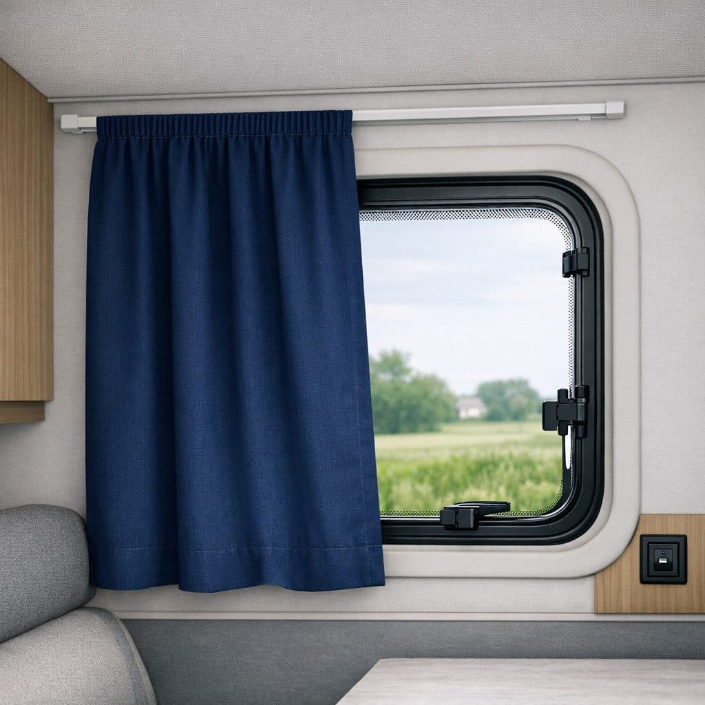 novumfix Verdunkelungsvorhang Caravangardine dunkelblau Kräuselband 145x80cm - Bild 2