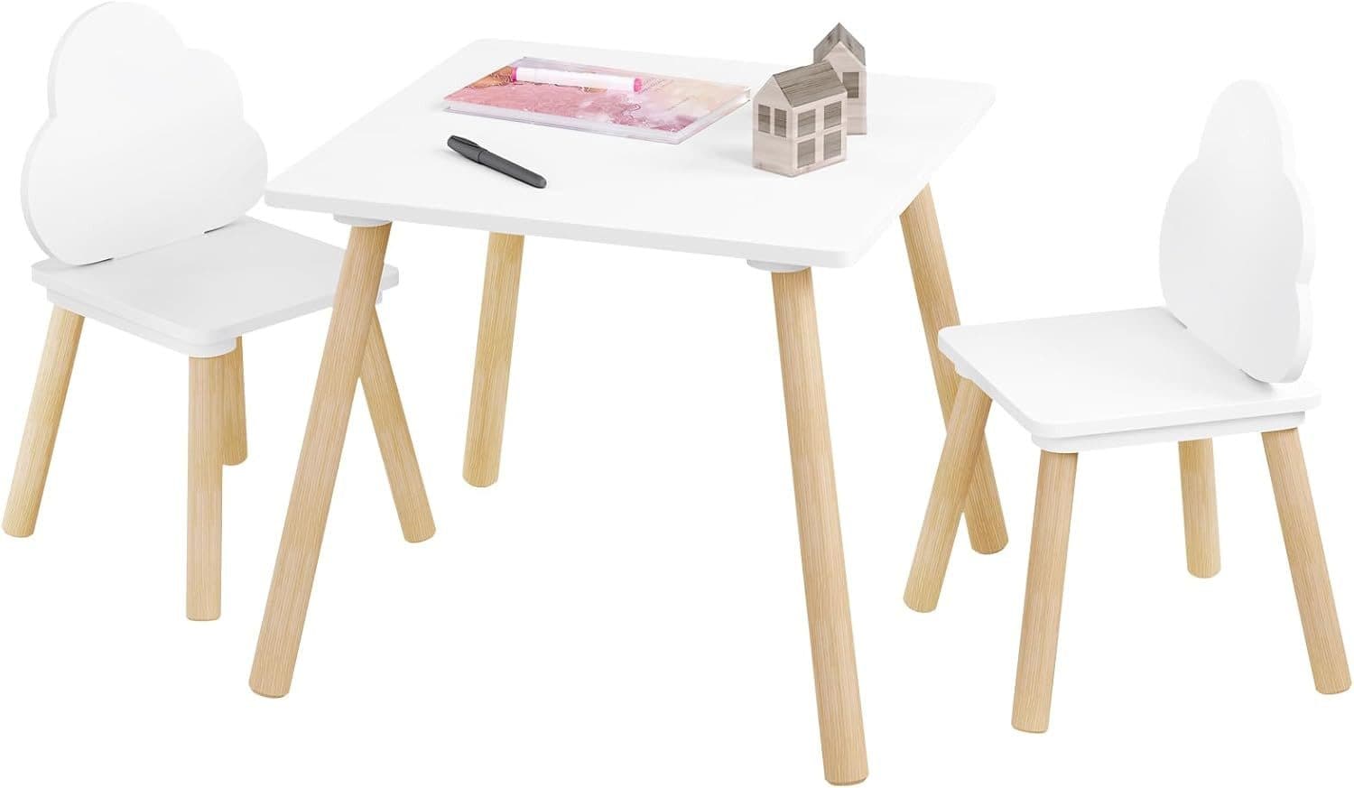 Woltu Kindersitzgruppe Weiß Kindertisch mit 2 Stühlen - Bild 2