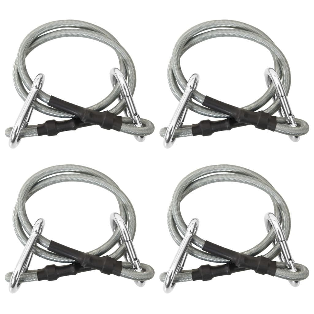 vidaXL Sonnensegel Seile mit Karabiner 4 Stk. Schwarz/Silber Gummi - Bild 2