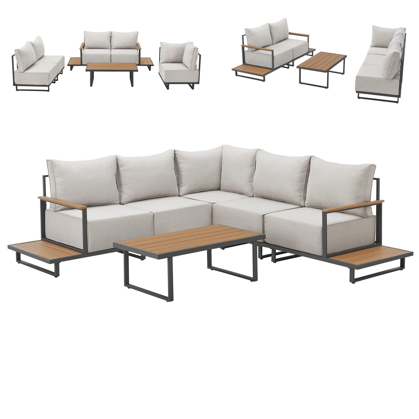 SVITA Gartenlounge-Set MALIBU Grau Modular Outdoor Sitzgruppe - Bild 2