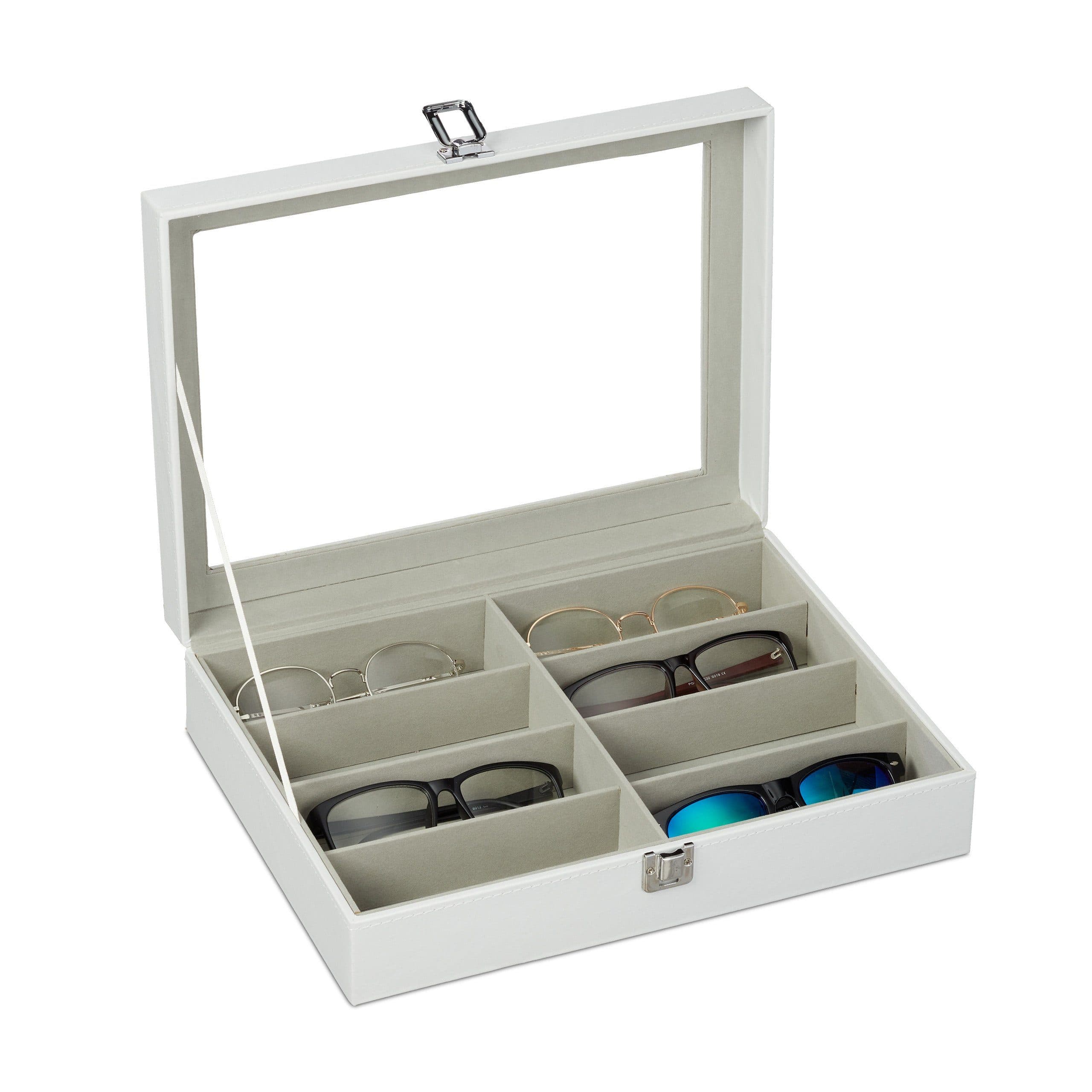 relaxdays Brillenbox Aufbewahrungsbox für 8 Brillen Weiß - Bild 2