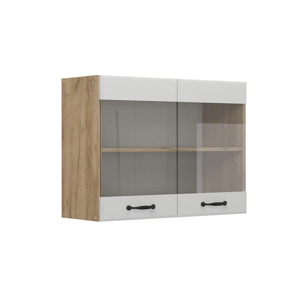 Vicco Glashängeschrank R-Line Weiß Landhaus Goldkraft Eiche - Bild 2