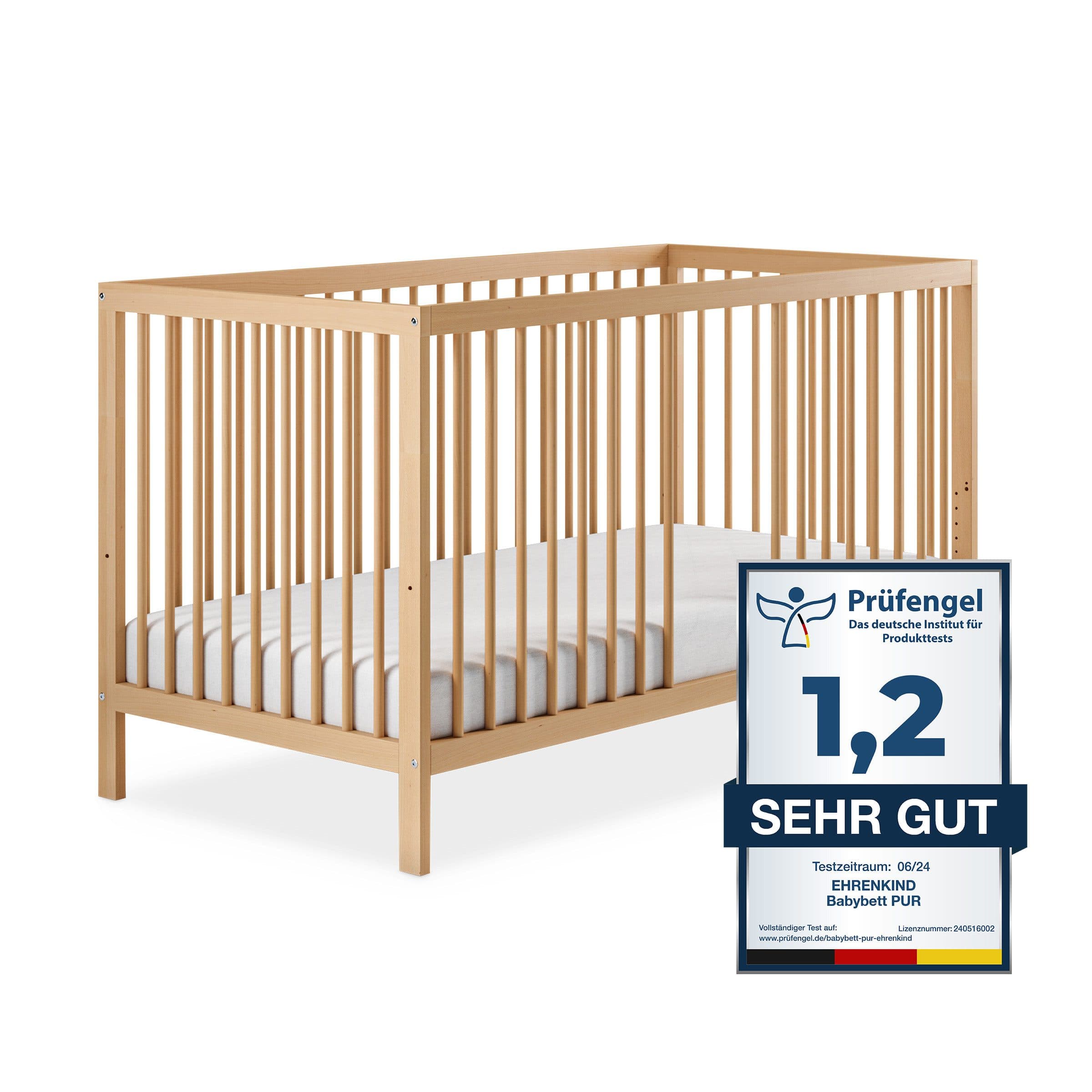 Ehrenkind Babybett PUR Massivholz 9-fach höhenverstellbar Beistellbett - Bild 2